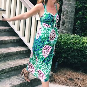 Moulinette Soeurs green floral midi dress